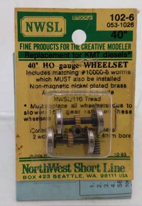 102-6 Nwsl Ho Gauge 40 Inch Wheel Set