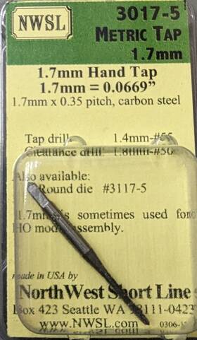 3017-5 Nwsl Ho Metric Tap 1.7mm Carbon Steel