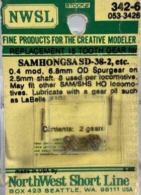 Sd38-2 Nwsl 342-6 Northwest Short Line Ho Spur Gear For Samhongsa 15t