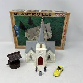 2800-150 Plasticville Vintage Ho Scale Cathedral Church Kit Complete With Box
