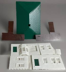 48045 Plasticville Train Depot White Green Building Parts Only Roof 8.75 Inch Platform 6 5.75