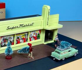 Ga.sm-7 Plasticville O Supermarket O/b 2 Figures Christmas Diorama Ga.sm-7 Plasticville O Supermarket O/b 2 Figures Christmas Diorama