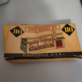 Ho-74 Plasticville Vintage Miniature Super Market Kit With Box As Is