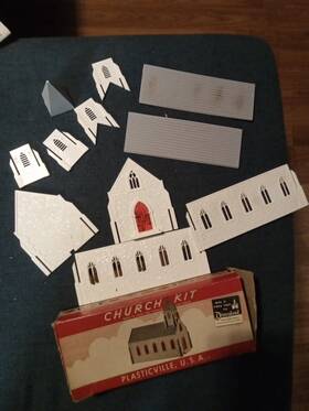 I20b Plasticville Vintage O Scale Train Building Church Kit In Box