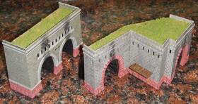 N271 Pola N Scale Building 2 Train Tunnel Portals Built Painted Aged Layout Ready