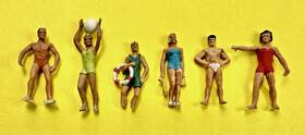 10428 Preiser #70 Ho Scale Recreation And Sports/beachgoers Mid-century Dress/set Of 6