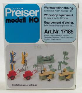 17185 Preiser Ho Scale 1/87 Workshop Equipment Accessory Set Lathe Drill Desk