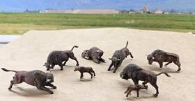 20391 Preiser Original Ho Scale Wild Animals - Roaming Bison Pkg 8 #20391