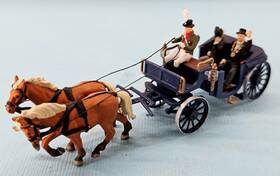 24606 Preiser Ho Scale Ready-made Carriage And Figures Dignitary Coach Horses #24606