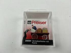 28084 Preiser Ho Scale Loading Workers With Cart Painted Figures