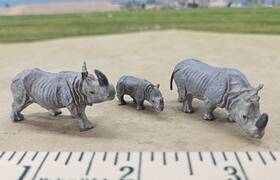 29502 Preiser Original Ho Scale Animal Figures - Indian Rhinoceros Pkg 3 #29502