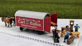 30404 Preiser Ho Scale Furniture Wagon And Figures - Inch Moving Day Full Scene #30404