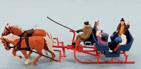 30420 Preiser Ho Scale Ready-made Sleigh And 5 Figures Ride With Horses #30420