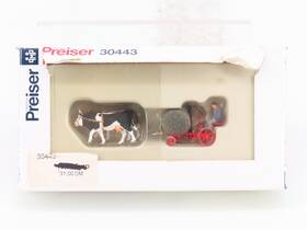 30443 Preiser Ho 1/87 Reaper Harvesting Machine Drawn By Two Oxen With Figure