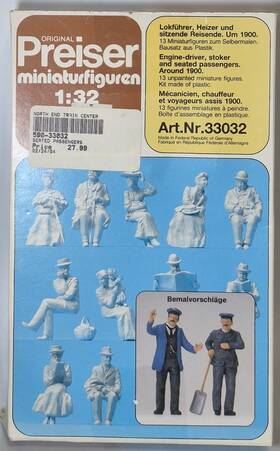 33032 Preiser Railroad 13 Unpainted Figures 1 32 Kit Enginedriverstokerpassenger