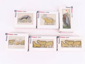 47100 Preiser Lot Of 12 G 1/25 Scale Elastolin Shepherd With Dog And Sheep Figures