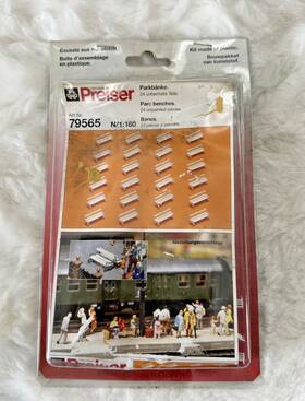 79565 Preiser Twenty-four 24 Unpainted Park Benches N / 1/160 Bench Kit
