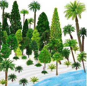 Lf-010-013 Quarenden Model Trees Miniature Palm 38pcs Architecture Tree Rainforest With