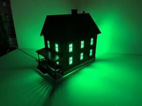 30-9024 Rail King Mth Custom Halloween O Gauge Row House With Porch And Leds