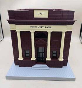 30-9075 Railking By Mth Rail King First City Bank With Coin Slot Prebuilt Scale Model Building