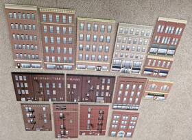 Scenery Sheets Mainstreet 0 14 Store Front Flat Buildings For Backgrounds 4 Ho/o Scale Train Layouts Mounted