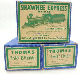 Tp3000 Thomas Industries Ind. Shawnee Express O Gauge Boxes Steam Locomotive Engine And 2 Passenger