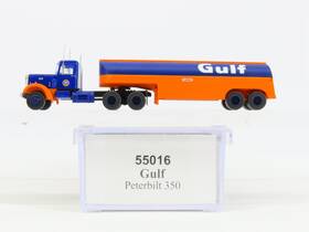 55016 Trainworx N Scale Gulf Peterbilt 350 Semi Track With Tanker Trailer