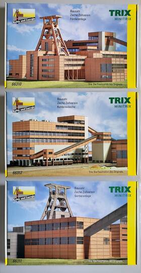 66311 Trix 66312 N Scale Minitrix 66310 Part 1 2 3 Full Set Zeche Union Coalmine