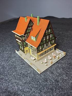 29253 Vollmer Ho Swiss-german Mountain Cafe - Bistro Illuminated With Figurines