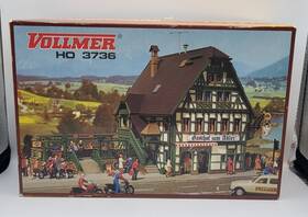 45140 Vollmer Vintage H0 3736 Adler Inn And Beer Garden Open Box Unbuilt Complete