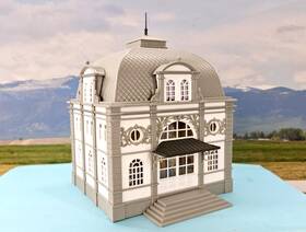 Ho-2002 Vollmer Older Ho Scale Built Model - Ornate Euro-bank With Interior #ho-2002
