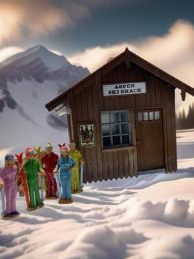 490-1622 Walthers Aspen Ski Shack Model Train Building Christmas Village Figures