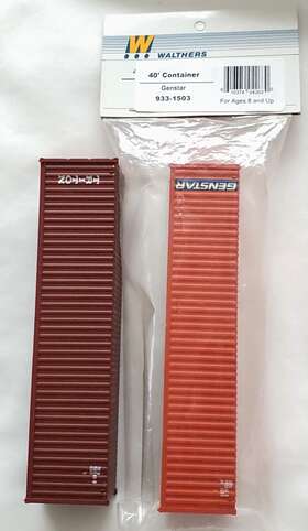 2-walthers Walthers 933-1503 Lot 40 Inch Fully Assembled Corrugated Containers-genstar Triton-933-1503