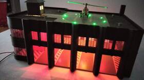 933-3765 Walthers Cornerstone Fire Department Headquarters Kit - Ho Scale Built Lighted