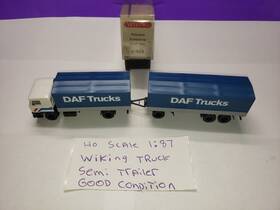 27468 Wiking 1 87 Ho Scale Truck Tractor Trailer Semi Vintage Open Box Good Condition