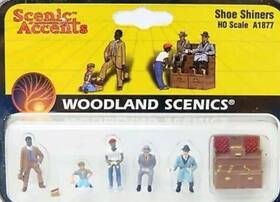A1877 Woodland Scenics Ho 1/87 Shoe Shiners 7pcs Train Figures Rtp 4 Layout/display