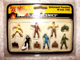 A1892 Woodland Scenics Uniformed Travelers - Ho Scale #a1892 Nice And Complete Set