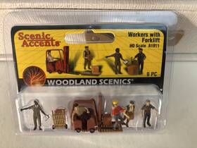 A1911 Woodland Scenics Scenic Accents - Ho Scale-workers With Forklift- Item #a1911 9.95