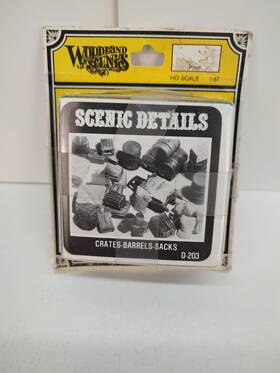 D-203 Woodland Scenics Ho Scale Scenic Details Crates Barrels Sacks Railroad