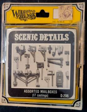 D-206 Woodland Scenics Ho Scale Assorted Mailboxes 17 Metal Castings New In Pack D-206 Woodland Scenics Ho Scale Assorted Mailboxes 17 Metal Castings New In Pack
