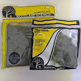 Fp178 Woodland Scenics Fc181 Lot Of 2 - Clump Foliage And Poly Fiber Green