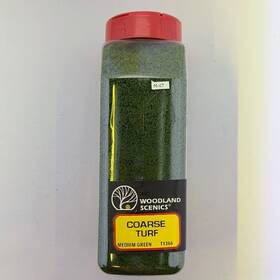 T1364 Woodland Scenics - Coarse Turf Medium Green 32 Oz Shaker 50 Cu. Inch
