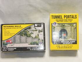Wooc1155 Woodland Scenics N C1155 Tunnel Portals 2 And C1161 Retaining Walls 6 Both Nib