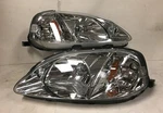 Chrome Housing Clear Lens Amber Reflector Headlights Lamps For 99 00 Honda Civic. Fixed Price $87.88.