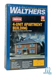 Walthers 933-3781 Four-unit Brick Apartment Building Kit Ho Scale Train. Fixed Price $36.99.