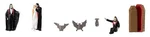 Faller 151632 Ho Scale Count Dracula Set -- Figures, Bats, Coffin. Fixed Price $23.99.