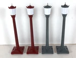 Four Mth Rail King No. 30-1058 "lionel 35" Lamp Posts, Red (2), Gray. Fixed Price $19.95.