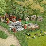 Garden Set With Gnomes Ho/oo Gauge Busch 1835. Fixed Price $53.85.