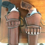 Leather Western Single Action Cow-boy Model Revolver Holster Ammo Gun. Fixed Price $58.69.