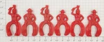 Acme 0108-05 Vintage Red Plastic Horse Riding Cowboys And Indians (bag Of 8). Fixed Price $10.00.
